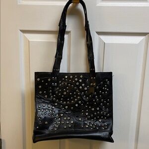 Patricia Nash Black Studded Shoulder Bag